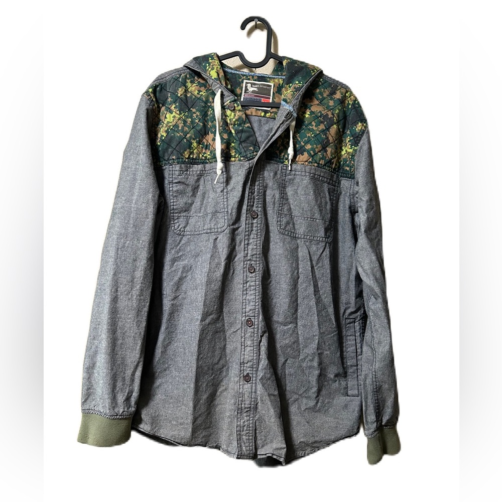 Modern Amusement Shacket XL Hoodie Long Sleeves Shirt Jacket Color Gray CAMO